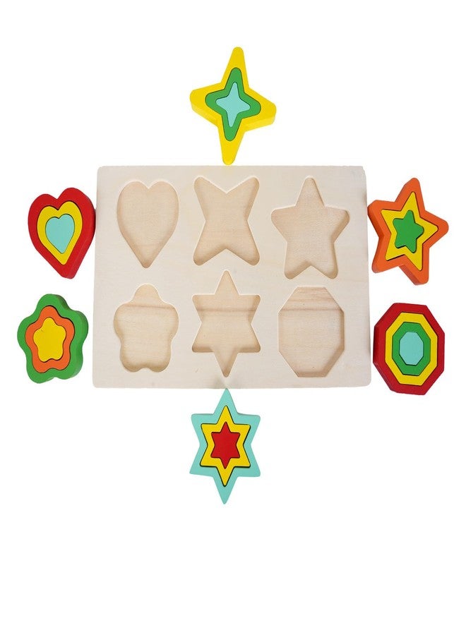 BUFACK Wooden Geometric Shape Sorter Toys for Kids-Wooden Puzzles-Kids Toys for 2-5 Years Girl-6 Different Shapes-Educational Learning Toy, Multicolour (Medium) - Image 5
